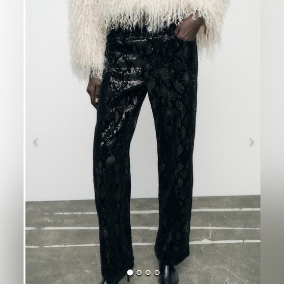 Zara Velvet sequin women’s pants in black size 0 see the pic for measurements - Picture 1 of 12